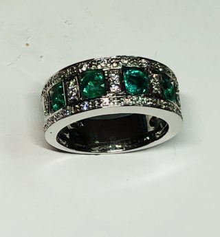 anillo de plata verde